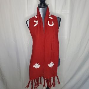 ♧♧ Kootenay Red Canada Fringed Long Knit Scarf